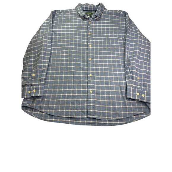 Orvis Mens Classic Fit Plaid Performance Linen Blend Shirt Size XXL Blue White - Picture 3 of 8